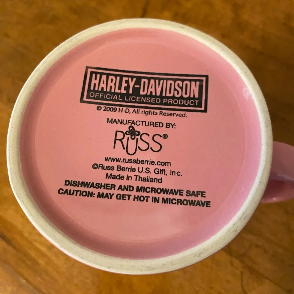 Russ Berrie Harley Davidson Motorcycle Flames Coffee Mug Cup Pink